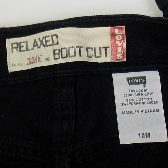 Levi's 550 Relaxed Boot Cut Black Jeans Size 10M - Picture 9 of 10